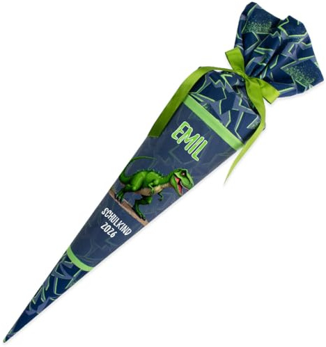 Dein Lieblingsteil Deine Schultüte aus Stoff Kuschel Velvet Wunschmotiv individualisierbar mit Wunschname personalisierbar 70 cm 85 cm – Jungs (70 cm mit Kissen, Modell 9: T-Rex)