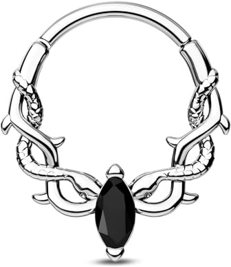 CM Crareesi Mania 16G Septum Piercing Schlange Daith Piercing Schmuck Silber Helix Ohr Ring 316l Edelstahl Daith Septum Clicker Schmuck für Frauen 8 10 mm