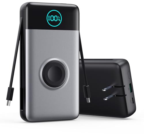 Portable Charger for iPhone with Built-in Cables and AC Wall Plug,Upgraded 40800mah Fast Charging USB C Power Bank,25W PD Travel Essentials Battery Pack for iPhone 17/16/15/14/13,Galaxy,Apple Watch