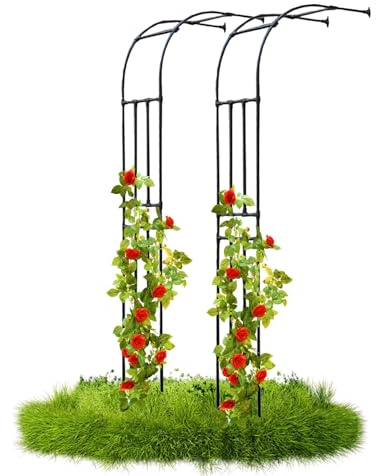 Rankgitter aus Metall, wetterfest, Rosenlaube für Kletterpflanzen, Pergola-Unterstützung, halbrund, Gartentorbogen, langlebige Gartendekoration (260 x 240 cm), 2 Stück
