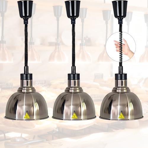 VFDZ Lampada Riscaldante per Alimenti Sospesa Retrattili(Acciaio Colore) | Lampade Scaldavivande Cucina 19 cm/25 cm Diametro, Lampade Riscaldanti Cucina Professionale per Ristoranti, Cucine, Hotel