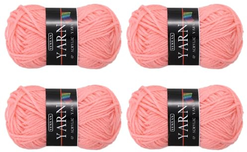 sourcing map 4 gomitoli di filato per uncinetto, rosa crisantemo a 4 strati, 100 g, filato sportivo, morbido e soffice, per lavori a maglia fai da te, uncinetto, coperte, regalo, 200 m