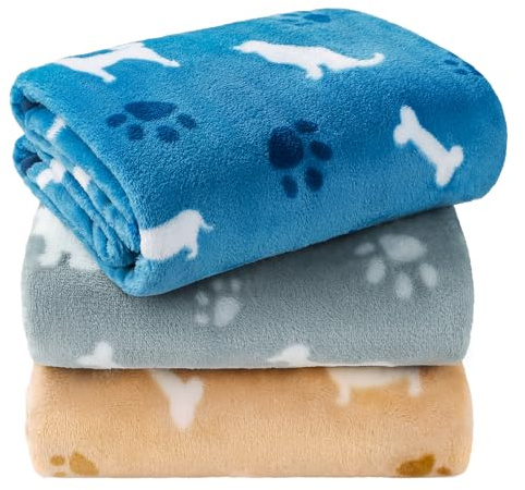 luciphia 3 Stück Hundedecke Katzendecke,Waschbare Flanell Haustier Decken | Flanell Decken für Kleine Mittel Große Katzen und Hunde,Verdickte Tragbare Schutzdecke für Sofas,Autos,Betten