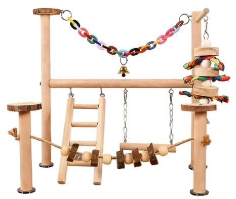 Natürliche Vogelleiter Holz Klettergerüst für kleine Papageienkäfige Pet Others Sortiment für Innengebrauch Produkt Kategorie (Beige, 37X36.5CM)