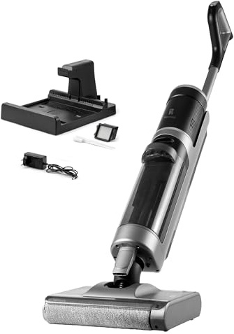 Di4 Velluto Doppio Elektrischer 2-in-1-Bodenreiniger – Saugen, Wischen und Trocknen, Doppelwalze, 200W Digitalmotor, Selbstreinigung, Intelligenter Schmutzsensor, 26 Min. Autonomie, LED-Display