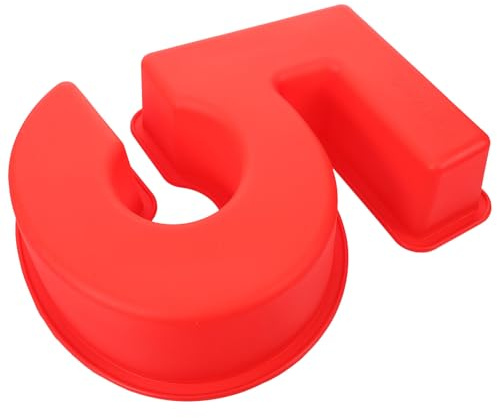 NOLITOY Molde para Pastel de Silicona Rojo 3d Número 5 Molde para Hornear Repostería Casera Herramienta para Cocina Cumpleaños Infantil para Tartas y Pastelitos