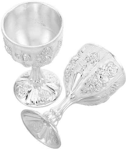 AUTSUPPL Lot de 2 Gobelets à Vin Argentés en Alliage Double Fonctionnalité et Design Ergonomique, Style Rétro Vintage Élégant, pour Cocktails et Décoration Domestique
