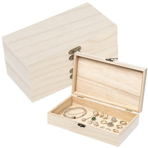 Calenxy 3 Stück Holzkisten Klein mit Deckel 20x10x5 cm, Unlackierte Holzkiste zum Basteln, DIY Schatztruhe Holz mit Verschluss, Rechteckige Aufbewahrungsbox für Schmuck Kleinigkeiten Deko