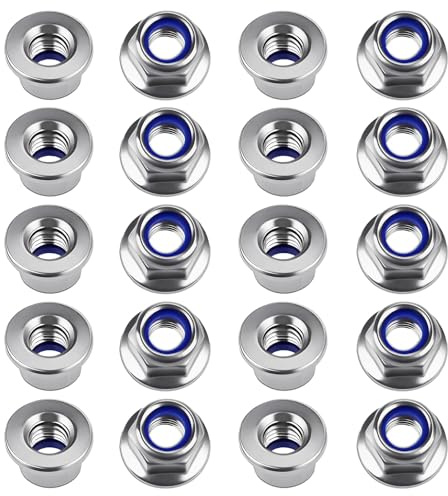 Wcawnlt Tuerca M8 DIN 6926, Freno Tuercas Hexagonales con Brida, Acero Inoxidable Tuercas Autoblocantes, Contratuercas con Parte de Apriete de Poliamida, Fijación Resistente a las Vibraciones