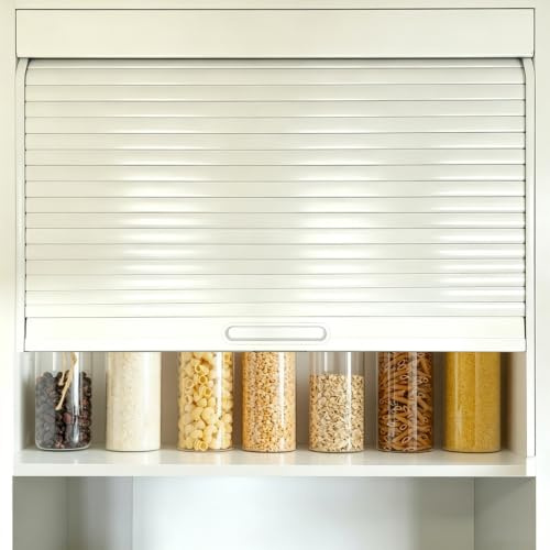 Volet Roulant pour Meuble de Cuisine Porte à Rideau Coulissante Fluide Cuisine, Porte Placard Enroulement Réutilisable, Panneau Enroulable Dissimuler Les Appareils Électroménagers