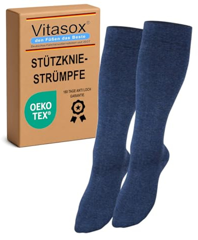 Vitasox Stützstrümpfe für Damen & Herren, 1 | 2 | 4 | 6 Paar, Stützkniestrümpfe aus Baumwolle mit Kompression für Flug, Reise, Büro und Auto, Thrombose Socken gegen geschwollene Beine