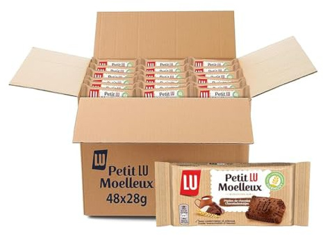 LU - Petit LU Moelleux - Gâteau Moelleux Pépites de Chocolat - Sans Conservateur Ni Colorant - Lot de Gâteaux en Sachets Individuels - Idéal pour le Goûter des Enfants - Carton de 48 Sachets de 28 g | 48 Sachets individuels de 28g | Petits gâteaux moelleux aux pépites de chocolat | Idéal pour le goûter des enfants