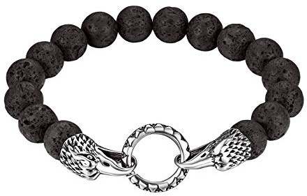 Flongo Lava Energiearmband Yoga Armband Wickelarmband Aroma Aromatherapie Rosenkranz Gebetskette Healing Reiki Lavastein Kette mit Adlerkopf Herren-Accessoires
