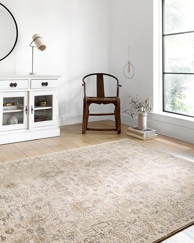 Loloi Teagan Collection TEA-03 Ivory/Sand 5'-3 x 7'-6 Area Rug, Large, Soft Neutral Rug, High-Traffic for Living Room, Bedroom, Home Office, Dining Area