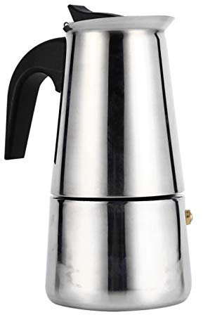 Tyenaza Cafetera Italiana Electrica, Olla Moka con percolador, 100/200/300 ml/450 ml, cafetera clásica, Acero Inoxidable, Uso Adecuado en la Oficina en casa(200ml)
