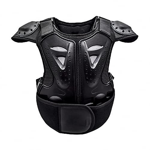 MAOTN Kinder Motorrad rüstung schutzweste, protektorenweste，Cross MTB Motorcross Brust und wirbelsäulen Schutz, rücken Protektor protektorenjacke für rollschuh und Kartsport L,Black,L