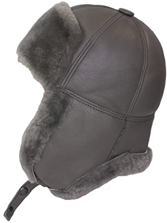 RUSSIAN STORE Cucuba Cappello di Pelle di Montone Shearling Invernale Ushanka Uomo Cappello Pilota Aviatore Sovietico da Neve con Paraorecchie (M)