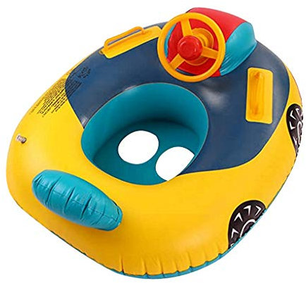 Aufblasbare Schwimmring Auto Schwimmen Trainer Sitz Pool Spielzeug Schwimmsitz Schwimmreifen mit 2 Griffen Pool Party Wasser Sommer Outdoor Beach Lounge Schlauchboot für Kinder Kleinkind 1-5Jahre