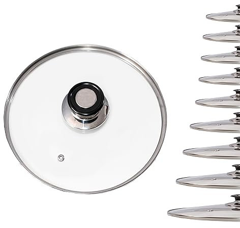 Tapa Universal de Cristal para Sartén y Ollas - Mango de Plástico, Redonda, Medidas Desde 14 a 30cm Ø (22cm)