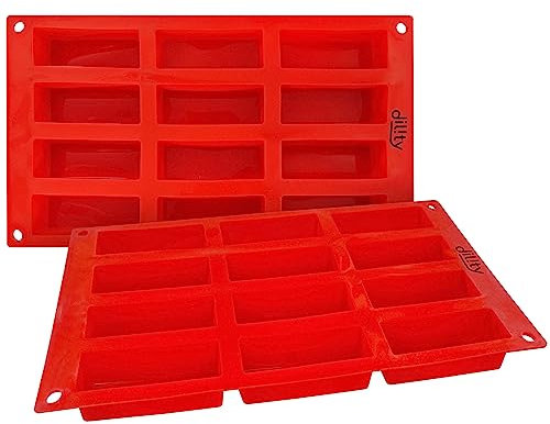 Silicone Moulds for Cakes, 12 Cavity Rectangle Mould for Chocolate, Cereal and Granola Bars, for Baking Bread, Brownies & Cakes, Cheesecake & Soap Mould (2 Pack)