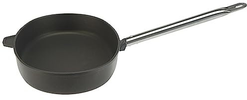 SKK ovale Profi Aluguss Fischpfanne 38x26 cm - Aluminiumguss Schnitzelpfanne ohne Induktion - Antihaft mit Edelstahlgriff - Made in Germany