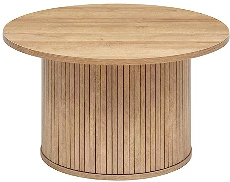 Atmosphera Créateur d'Intérieur - Table Basse Colva Effet Bois - Table d'Appoint pour Chambre, Salon, Bureau - Plateau Déperlant - D70cm x H40cm