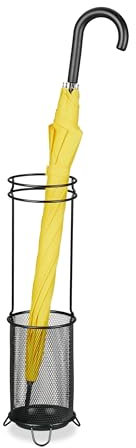 Relaxdays Regenschirmständer, HxD: 52,5 x 16 cm, Metall, runder Schirmständer für Regenschirme, modernes Design, schwarz