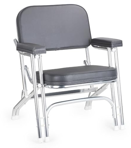 NORTHCAPTAIN D1 Premium Folding Deck Chair Boat Seat with Aluminum Frame,Charcoal