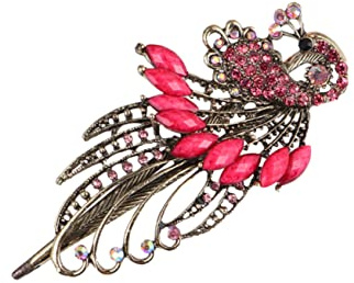 Angoily Hochzeitskopfschmuck Für Die Braut Haarschmuck Aus Strass Haarspange Aus Metall Haarspangen Mit Strass Pfau Haarschmuck Kopfschmuck Aus Perlen Haarklammer Phönix Mode Rosa Fräulein