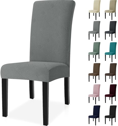 Ystyle Universal Stretch Stuhlhussen 4er Set, Hellgrau | Stuhlbezug Elastisch Abnehmbarer, Hussen Für Stühle Waschbarer, Stuhlbezüge Chair Cover für Hotel Bankett Küche Restaurant