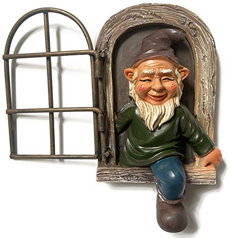 Estatua de gnomo de jardín,Doyomtoy Ventana de árbol de gnomo, Gnomos de jardín creativos, Figuras de Resina para jardín, decoración de jardín, Adornos de jardín de Hadas al Aire Libre