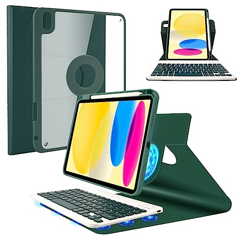SOPPY Funda de teclado para iPad de 10ª generación de 10.9 pulgadas (2022), teclado con diseño del Reino Unido, funda delgada con teclado inalámbrico desmontable giratorio magnético y soporte para