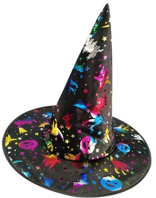 Zehan Zitong hexenhut schwarz,halloween hexenhut,Hexen Hut,Damen Karneval Hexe Hut,Witch Hat für Kinder,Erwachsene Halloween Party Supplies Dress-up Cosplay Kostüm Zubehör