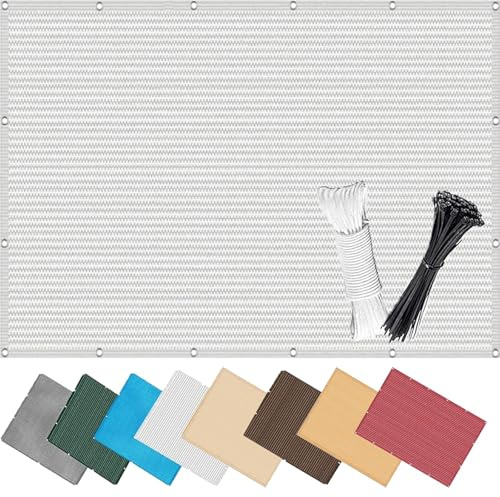 Balkon Sichtschutz, Balkonabdeckung 0.65 x 6 m, 96% Privatsphäre, Windschutz Staubschutz Wetterfest, Beständig, Anti-Uv, Blickdichte Sichtschutz, mit Kabelbinder, für Garten, Weiß