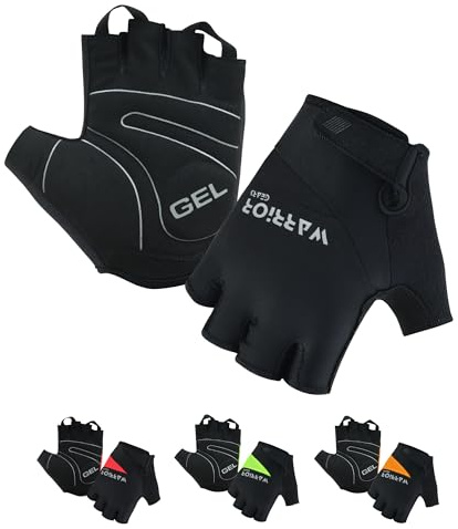 warrior gears Guantes de Ciclismo Medio Dedo - Guantes Ligeros para Bicicleta - Agarre Antideslizante, Acolchado de Gel - Guantes Cortos sin Dedos para Hombre (Verde-Negro, M)