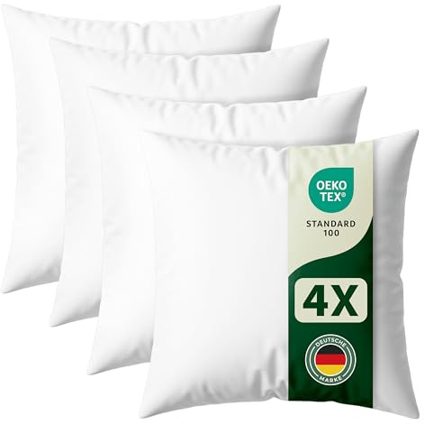 Blumtal Kissenfüllung 40x40 cm 4er - Oeko-TEX zertifizierte Füllung Kissen - Kissen Füllung aus Polyester - Pillow 40x40 Innenkissen