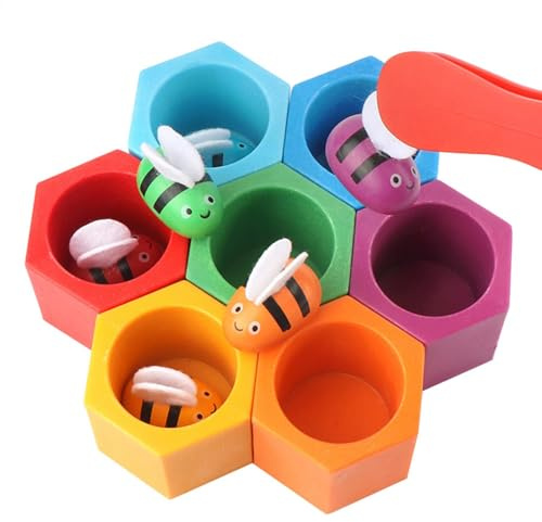 Jouets de Ruche d'abeilles pour – Ensemble de Jouets de Ruches d'abeilles en Bois – Jeu d'association en Bois, Cadeau éducatif, Jouets de motricité Fine pour d'âge préscolaire de 3 Ans