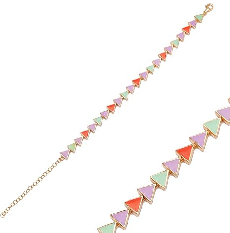 SALIA BIJOUX Bracelet tendance femme - Argent 925 doré or 16 carat, jaune ou rose - Émail coloré - Livré dans son écrin - Modèle Sitra (Doré or rose)