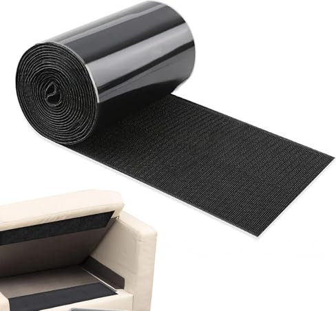 Hook and Loop Tape Heavy Duty 11cm X 3m Double Sided Velcro Tape Self Adhesive Velcro Strips for Fabric Non Slip Cushion Gripper for Sofa Carpets (Black)