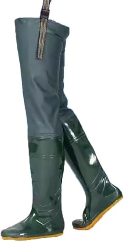 TZLGMDER Underwater 80cm High PVC Long Rain Boots with Buckle Fishing Boots Rice Planting Boots Oxford Sole(10.5)