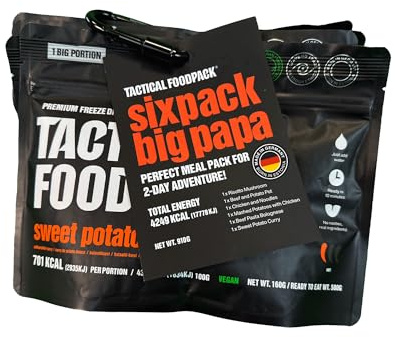 Tactical Foodpack Sixpack Big Papa (6 Mahlzeiten) - Gefriergetrocknete Mahlzeiten I zum Verzehr bereit I MRE I Survival I Outdoor Nahrung I Trekking Nahrung I Expedition I Office