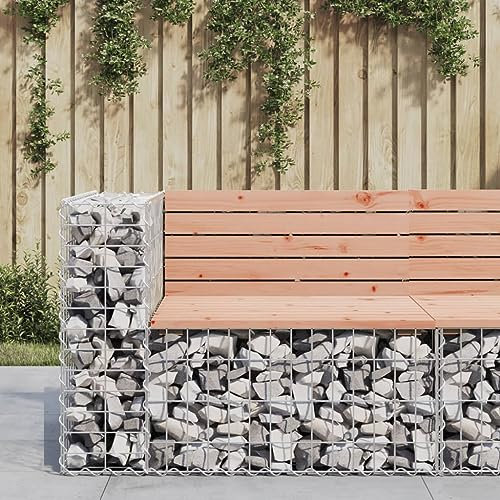 JHQHSM Gartenbank aus Gabionen, Bank für den Garten Gartenbank wetterfest Sitzbank Outdoor Bank im freien Geeignet für Hinterhof Terrasse Pool Garten 92x71x65,5 cm Massivholz Douglasie