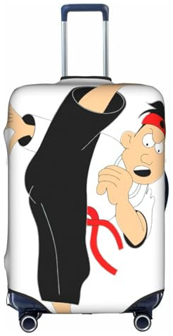 GXUNGT Reisegepäckhülle mit Cartoon-Karate-Druck, personalisierbar, faltbar, perfekt für alle Reisenden, weiß, L