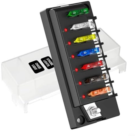 HOHOVYVY 12V Sicherungshalter,12V Sicherungskasten 6-Kreise Wasserdicht Marine Sicherungspanel Relaisbox Kit Für Auto Boot Wohnmobil