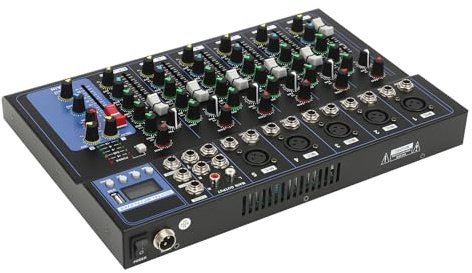 TouSuaRSi 7 Channel Digital Audio Mixer USB Bluetooth Mixer Professional Digital Audio Mixer DJ Console Amplifier for Live Streaming, Podcasting, PC, Recording Studio and Gaming (Style 1)