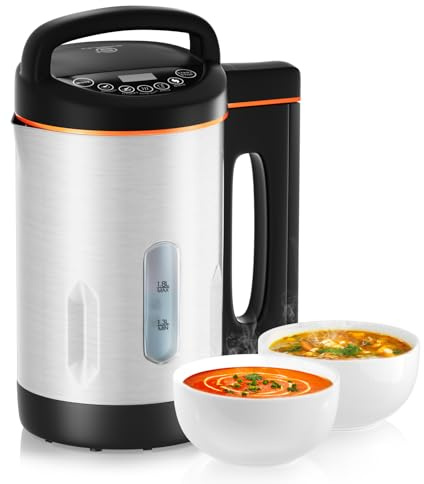 SUPERLEX Suppenbereiter 1,8L Edelstahl 1000W Soup Maker Multifunktionaler | Elektrischer Suppenkocher mit Mixer Funktion 4 Programmen Timer Warmhaltefunktion Selbstreinigung für Suppen Smoothies