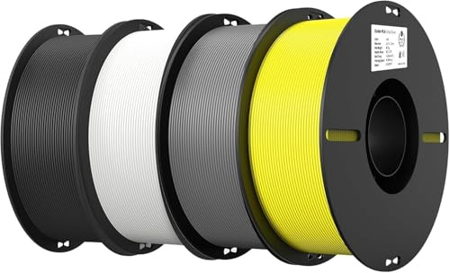 Creality Ender PLA Filamento 1,75 mm per Stampante 3D, Bobina 4 kg (8,8 libbre), Dimensionale +/- 0,02 mm, Adatta alla Maggior Parte delle Stampanti 3D (Nero+Bianco+Grigio+Giallo)