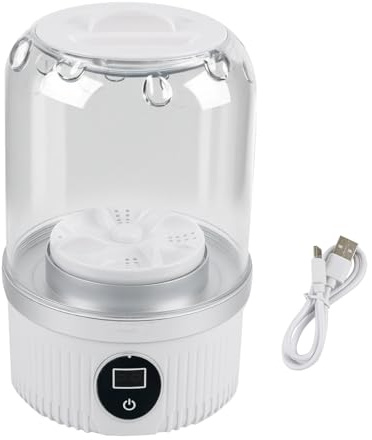 Mini machine à laver portable, sans fil, rechargeable, 2 modes, convient pour soutien-gorge, sous-vêtements, chaussettes pour appartement, dortoir, hôtel, voyage (blanc)