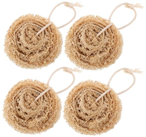 Hemobllo Esponjas de Lufa Natural para Lavar Platos 4 Piezas Fuerte Absorción de Agua y Diseño Colgante para Limpieza en Cocina