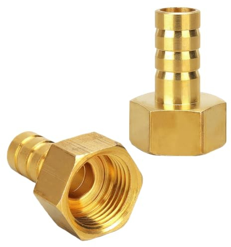 Aihoom 2 pcs Conectores de Latón para Gas, Adaptador de Rosca Hembra BSP 1/2 Pulgada, Acoplador de Púas para Manguera, Compatible con Agua, Aire, Combustible, Butano, LPG, Jardín, Bricolaje